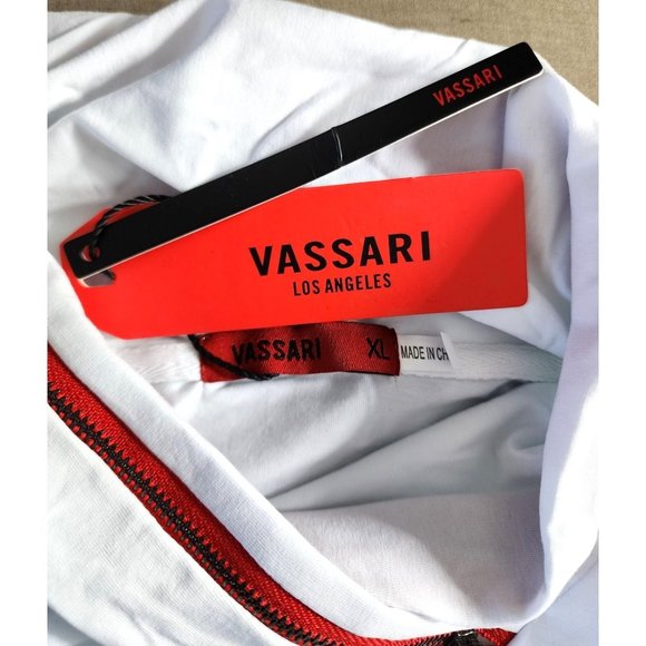 Vassari Los Angeles XL White Red Zipper Collar Button Design Designer Men Short - Picture 11 of 11